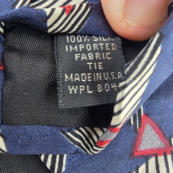 Mens Necktie Austin Grey Silk, Blue Tan Red, Tie, Formal, Size 55 By 4 Vintage - Picture 5 of 6